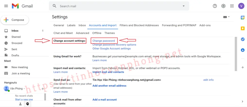 Cách đổi mật khẩu gmail - Change password