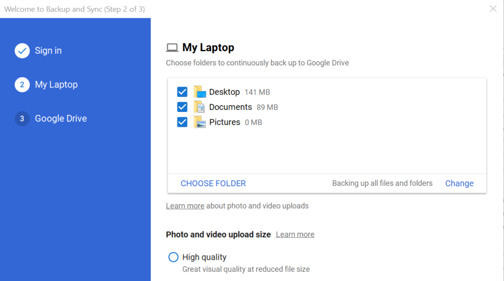 copy thư mục trên google drive - chọn thư mục lưu trữ tài liệu của Google Drive trên máy tính 2