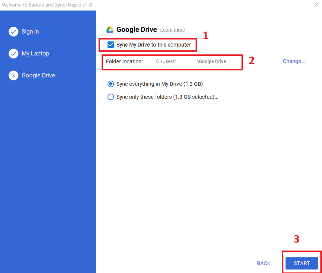 copy thư mục trên google drive - chọn thư mục lưu trữ tài liệu của Google Drive trên máy tính 3
