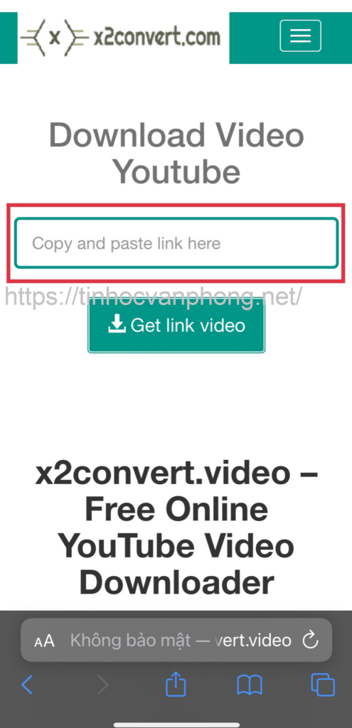 Dán link vào ứng dụng x2convert.video
